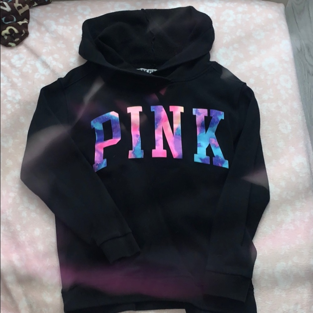 Pink hoodie, no tears, rips, or stains’